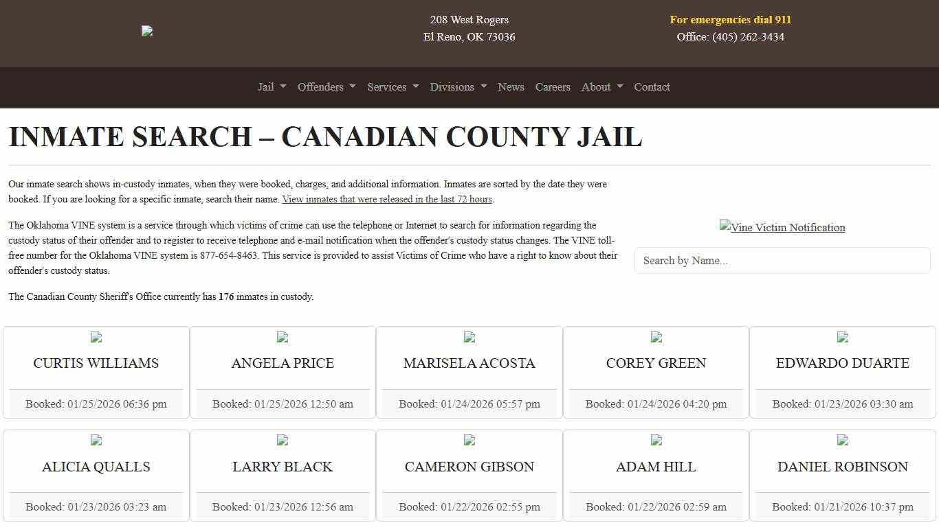 Inmate Search Canadian County Sheriff's Office